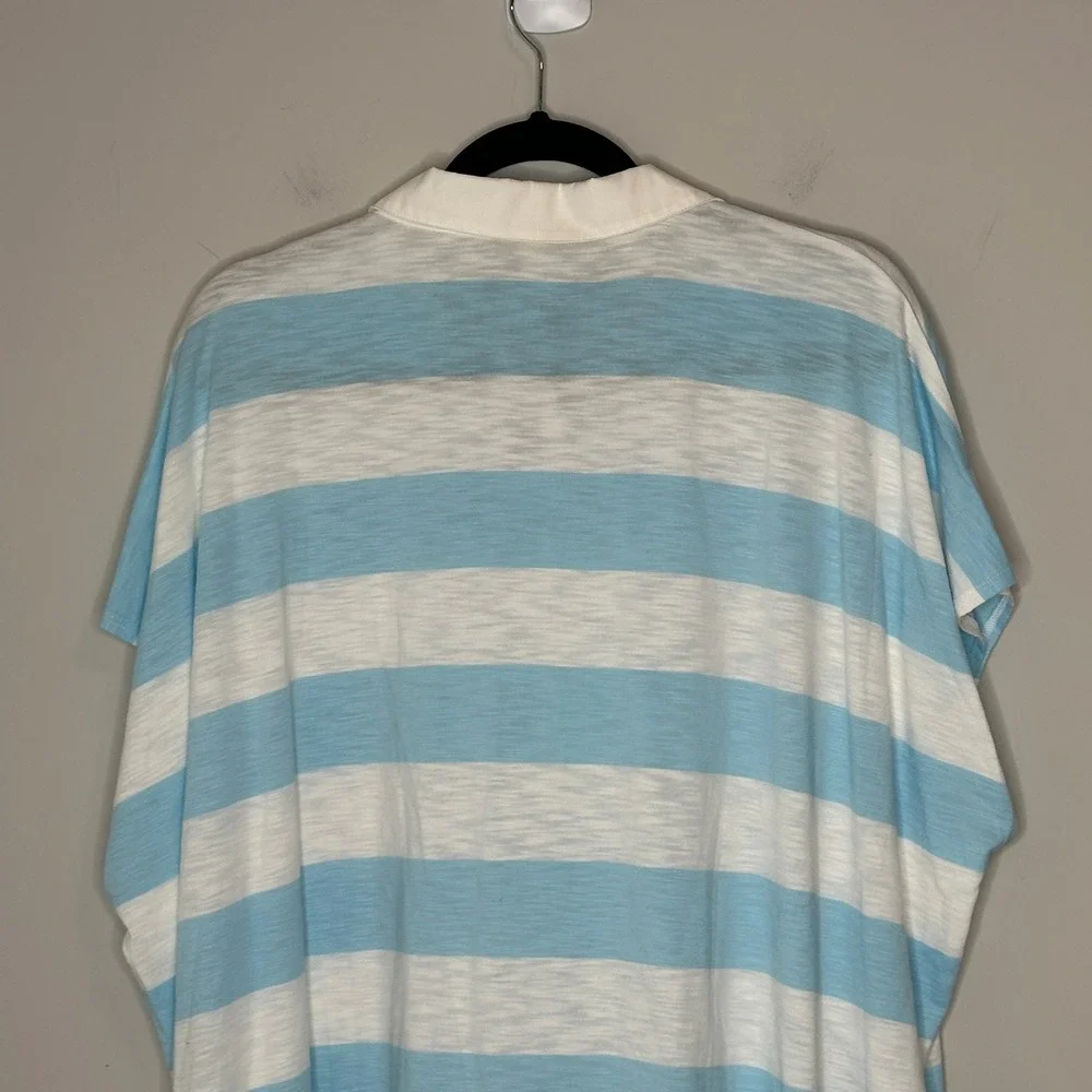 Torrid Belle Isle Cotton Collared Polo Top Blue Stripes Size 0X Large NWT - Picture 11 of 13